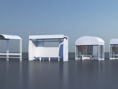  公交车站台 候车厅3d模型 