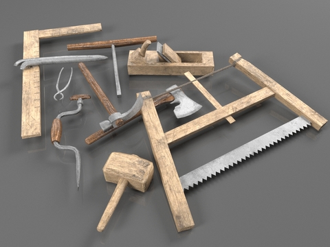  木工工具 锯子 刨子3d模型 