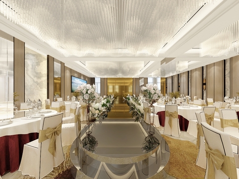  酒店宴会厅3d模型 
