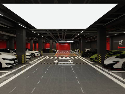  地下停车场3d模型 