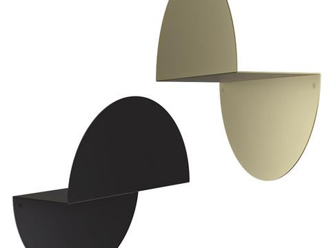  现代壁挂半圆形金属置物架3d模型下载 黑色金色极简吊柜装饰架 家居冷静风格 