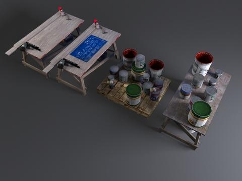  油漆 滚筒 割片机3d模型 