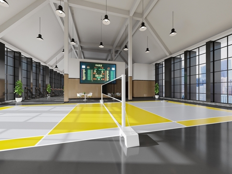  羽毛球馆3d模型 