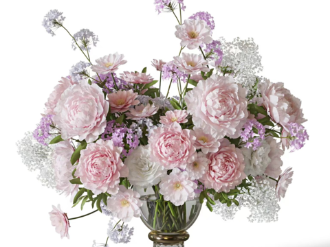 牡丹花瓶 鲜花 插花 花艺3d模型