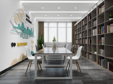  图书馆 阅览室3d模型 