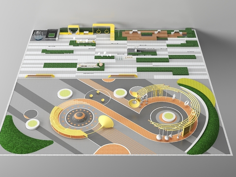  口袋公园 街边公园3d模型 