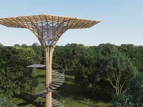  伞状景观台3d模型 