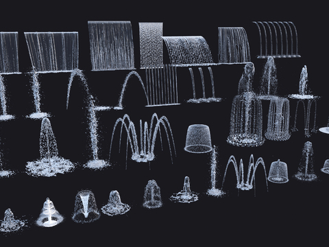  喷泉流水 涌泉 水景 水花3d模型 