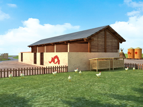  乡村景观 乡村牲口棚 鸡窝3d模型 