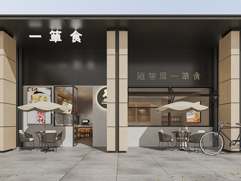  快餐店门头 店招3d模型 