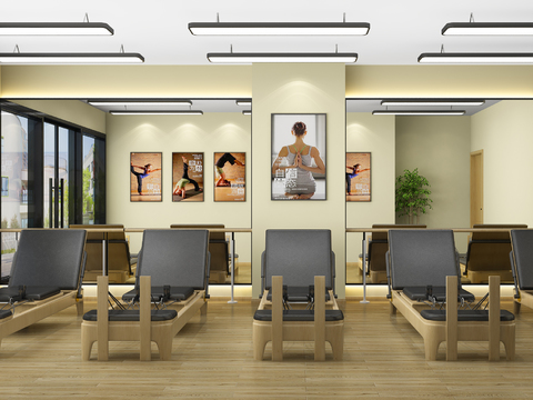  健身房瑜伽室3d模型 