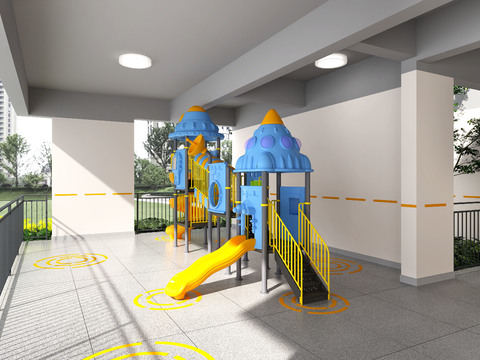  现代 住宅架空层3d模型 