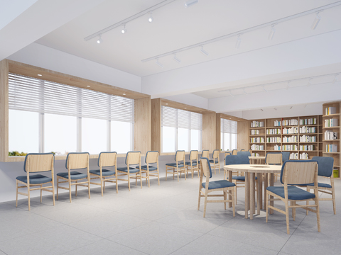  图书馆 阅读室3d模型 