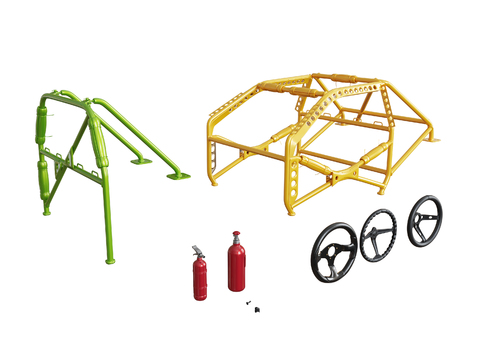  汽车防滚架 防滚笼 越野车架 钢管 灭火器 氮气罐3d模型 