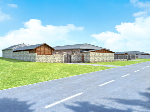  乡村景观改造 道路景观3d模型 