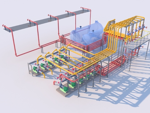  工厂管道 下水管3d模型 