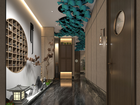  新中式洗浴中心 洗浴店3d模型 