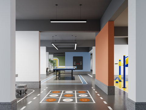  乒乓球室 球馆3d模型 