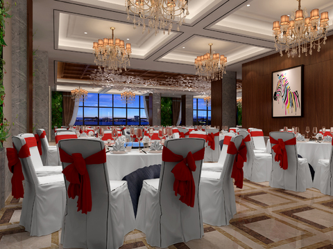  酒店宴会厅 大厅3d模型 