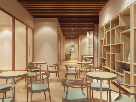  新中式书店3d模型 