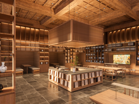  图书馆 阅览室3d模型 