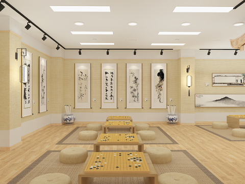  围棋培训室 国学培训室3d模型 
