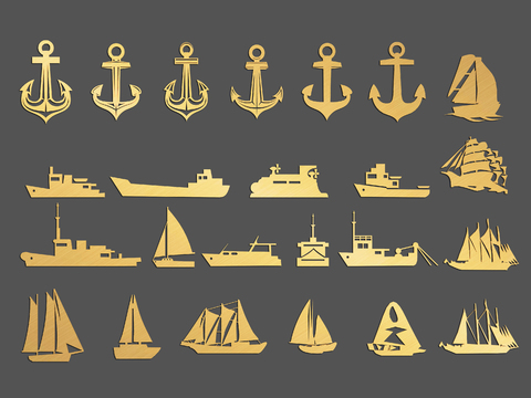  航海海洋图标3d模型 