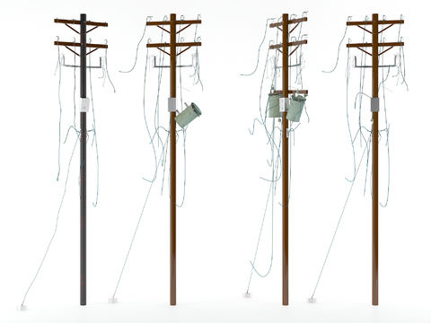  电线杆 电力设施3d模型 