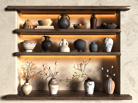  侘寂陶瓷 陶器 陶罐 器皿 花瓶3d模型 