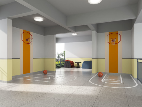  现代 住宅架空层3d模型 