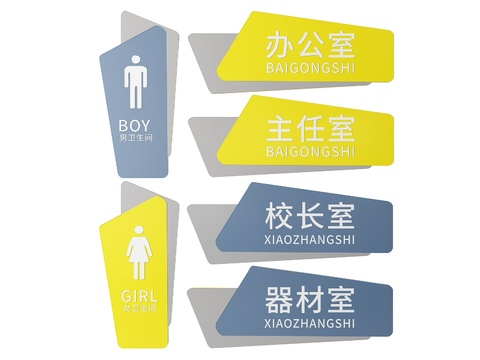  学校指示牌 标识牌 导视牌 学校门牌 科室牌3d模型 