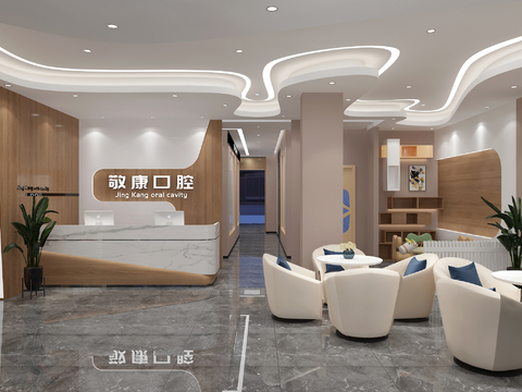  口腔医院大厅 前台3d模型 