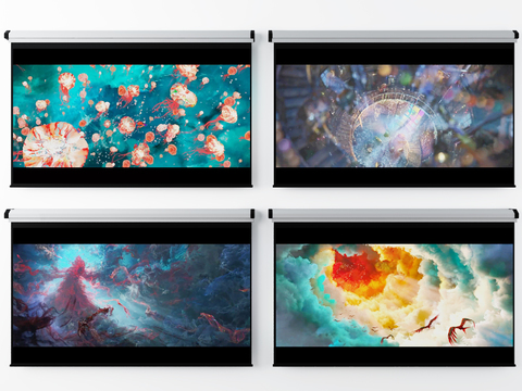  现代投影幕布3d模型 