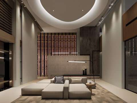  现代别墅大堂3d模型 