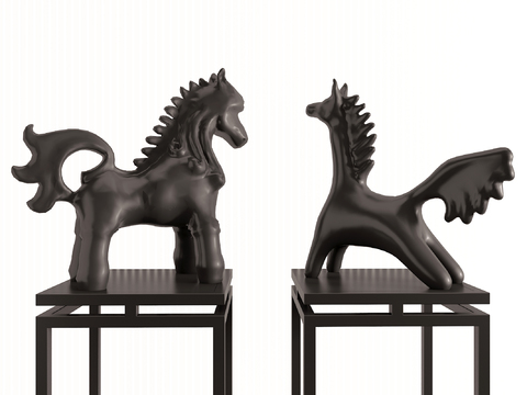  奔马雕塑 动物摆件3d模型 