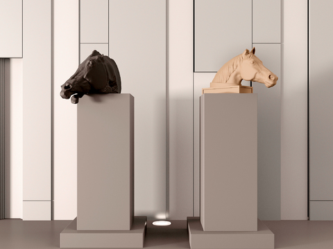  马头雕塑 艺术摆件3d模型 