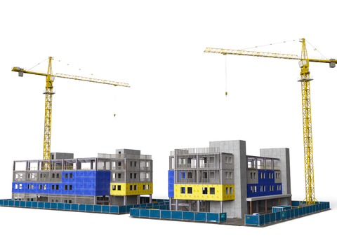  医院施工工地 在建工地3d模型 