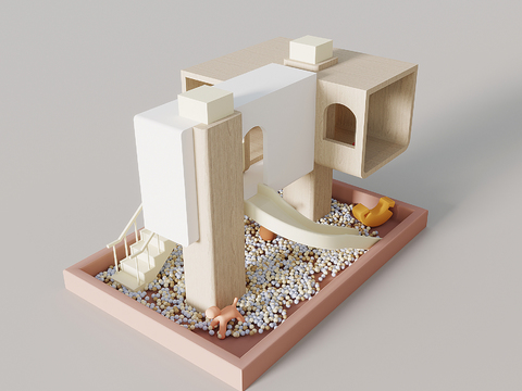  儿童滑梯 儿童游乐区3d模型 