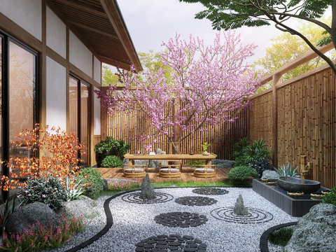  新中式庭院景观 庭院花园3d模型 