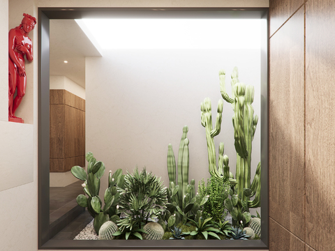  室内景观造景  过道造景3d模型 