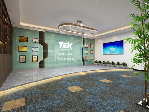  公司前台大堂3d模型 