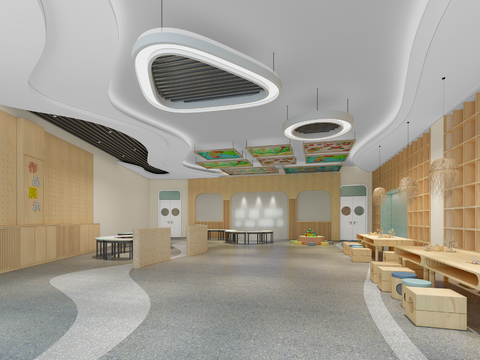  现代幼儿园娱乐室3d模型 