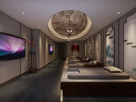  新中式洗浴中心3d模型 