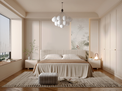 奶油风卧室 主卧 主人房3d模型