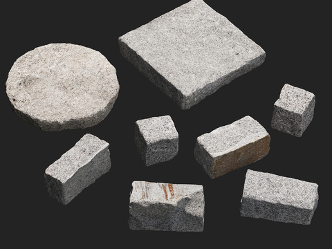  石头 石块 岩石 砖头3d模型 