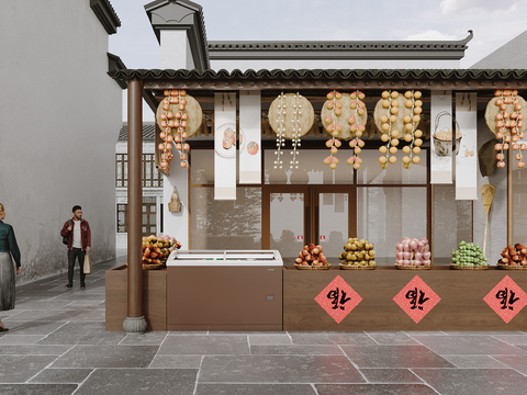  景区小吃摊 民俗小品3d模型 