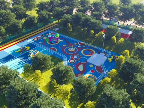  现代游乐场地 游乐设施3d模型 