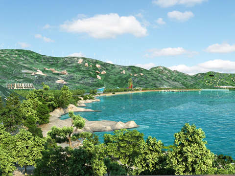  滨水景观 公园景观3d模型 