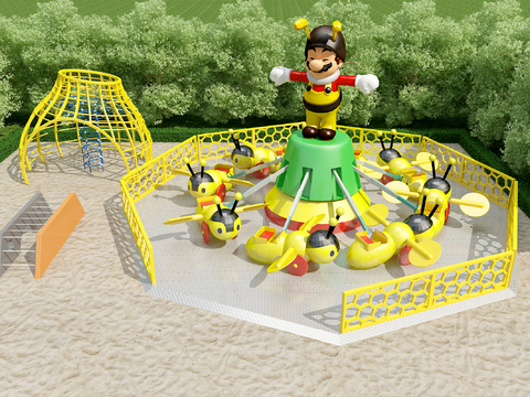  游乐设施 多人秋千3d模型 