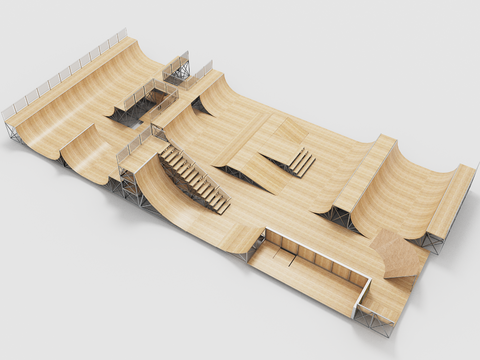  滑板场地 滑板乐园3d模型 